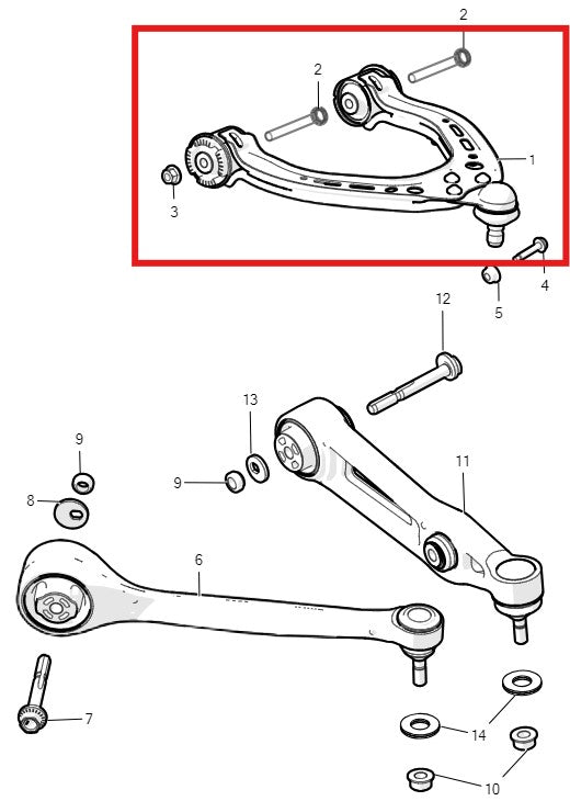 Tesla Model S OEM Part 1043966-00-A Control Arm Replacement Front, Upper, Right - 1043966-00-A